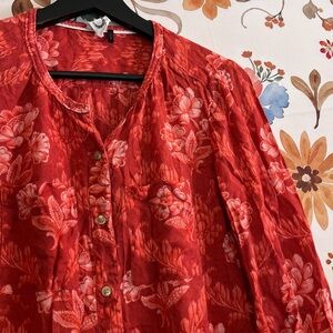 Anthropologie Akemi Kin XS Red Lightweight Spring Tomato Girl City Workwear Top